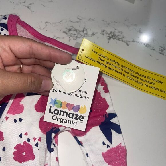 Lamaze Organic Pink, Navy & White Footie Pajamas - NWT - Size 12 months - Picture 5 of 6